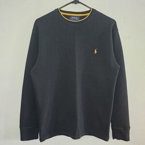 Polo Ralph Lauren Thermal Shirt Men's Size Large Black Gold Cotton Waffle